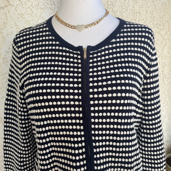 Ann Taylor Navy and White Dot Sweater size L - Picture 3 of 6